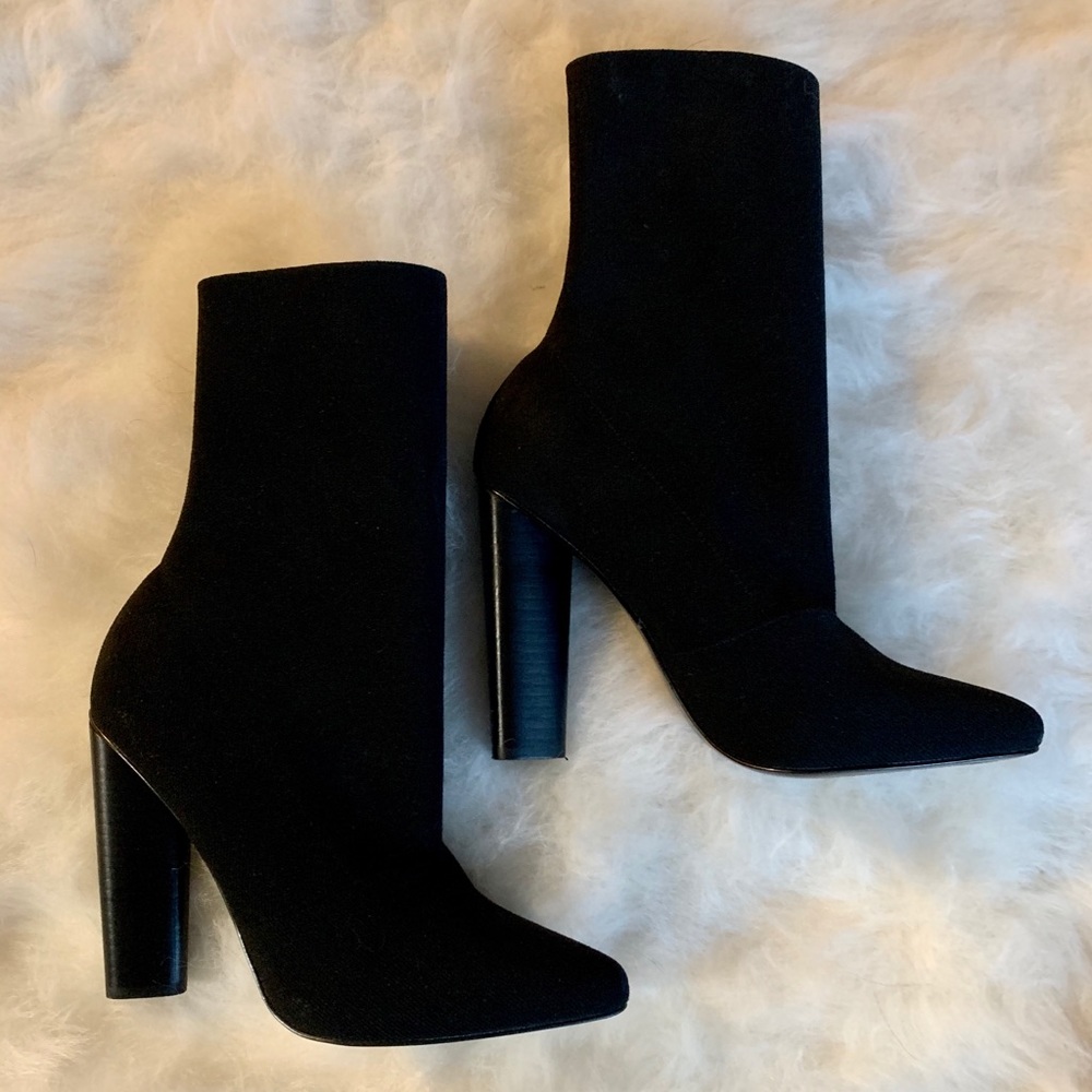 Steve Madden Black Sock Heeled Boots